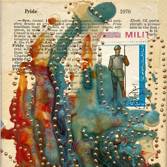 Original Art “Pride & Glory” Artwork Mixed Media Painting Frame Ready 8”x10” - Picture 1 of 6